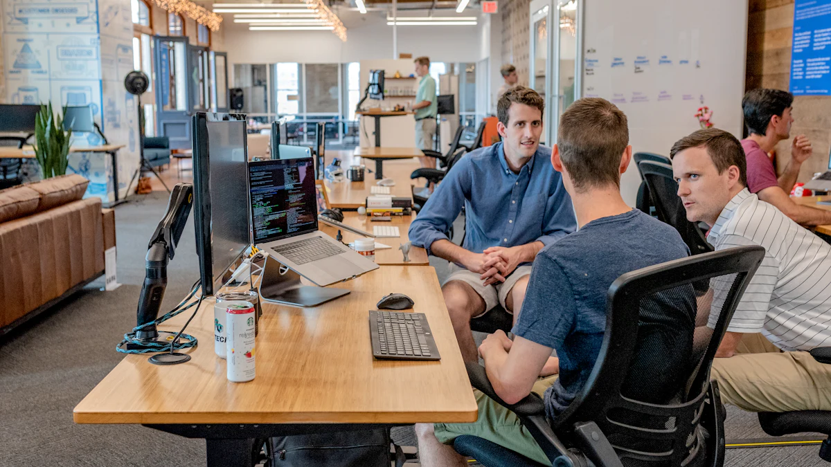 Business meeting with a web development team