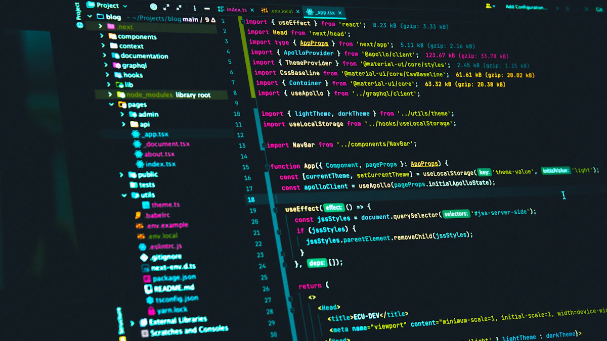 Code editor showing source code on a dark screen